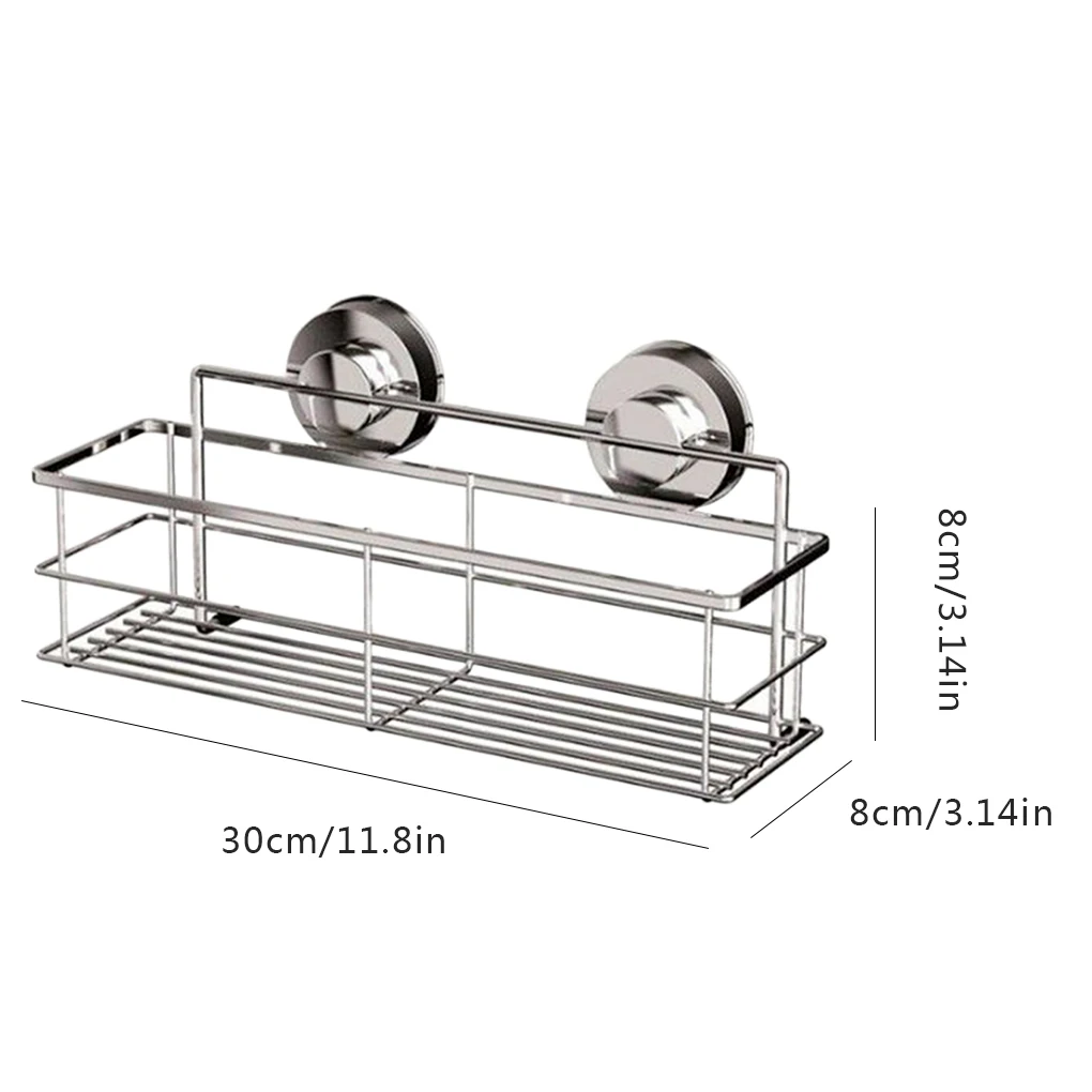 

Stainless Steel Storage Bracket Suction Cup Deep Bath Wall Shelf Shampoo Shower Gel Bathroom Holder