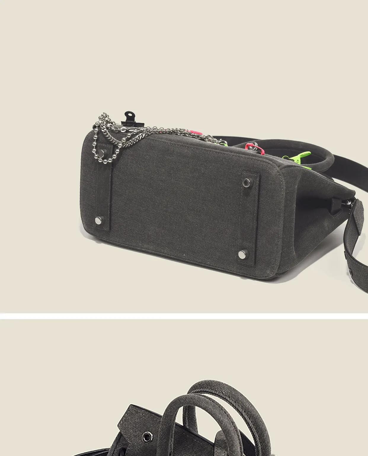 Niche Spoof Women's Summer Leather Mini Denim Canvas Hot Girl Bag High-Grade Shoulder Messenger Bag