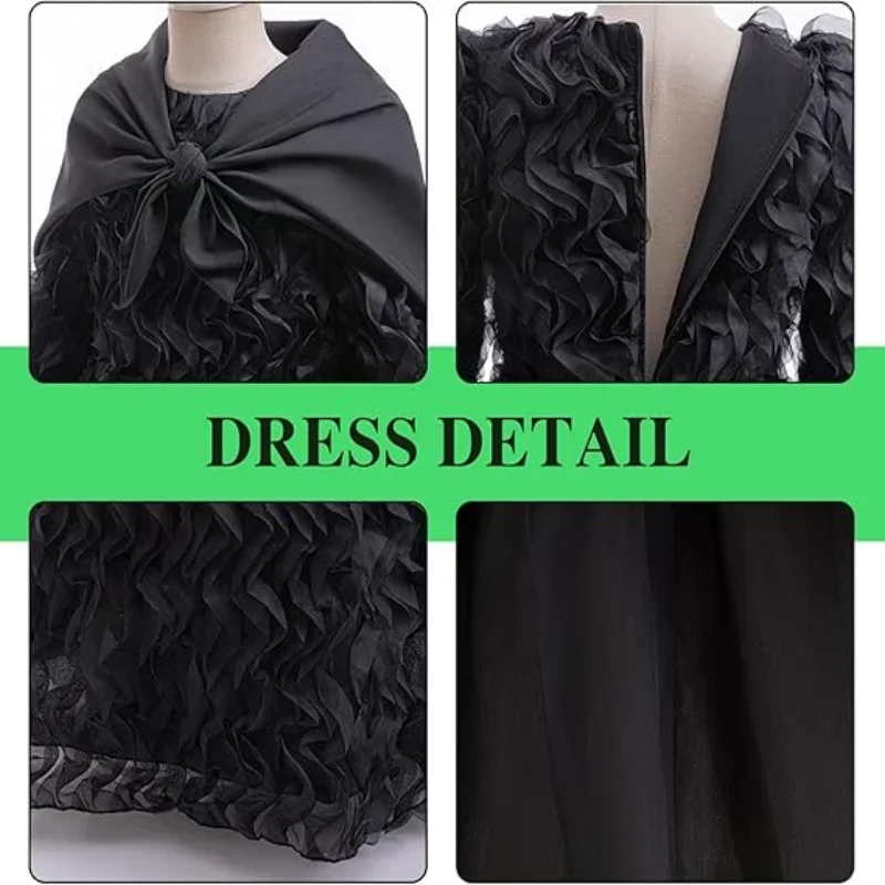 Cosplay Costume Wicked Elphaba Costume Black Witch Dress Hooded Cloak Girls Glinda Pink Princess Evening Dress Costume Halloween Party