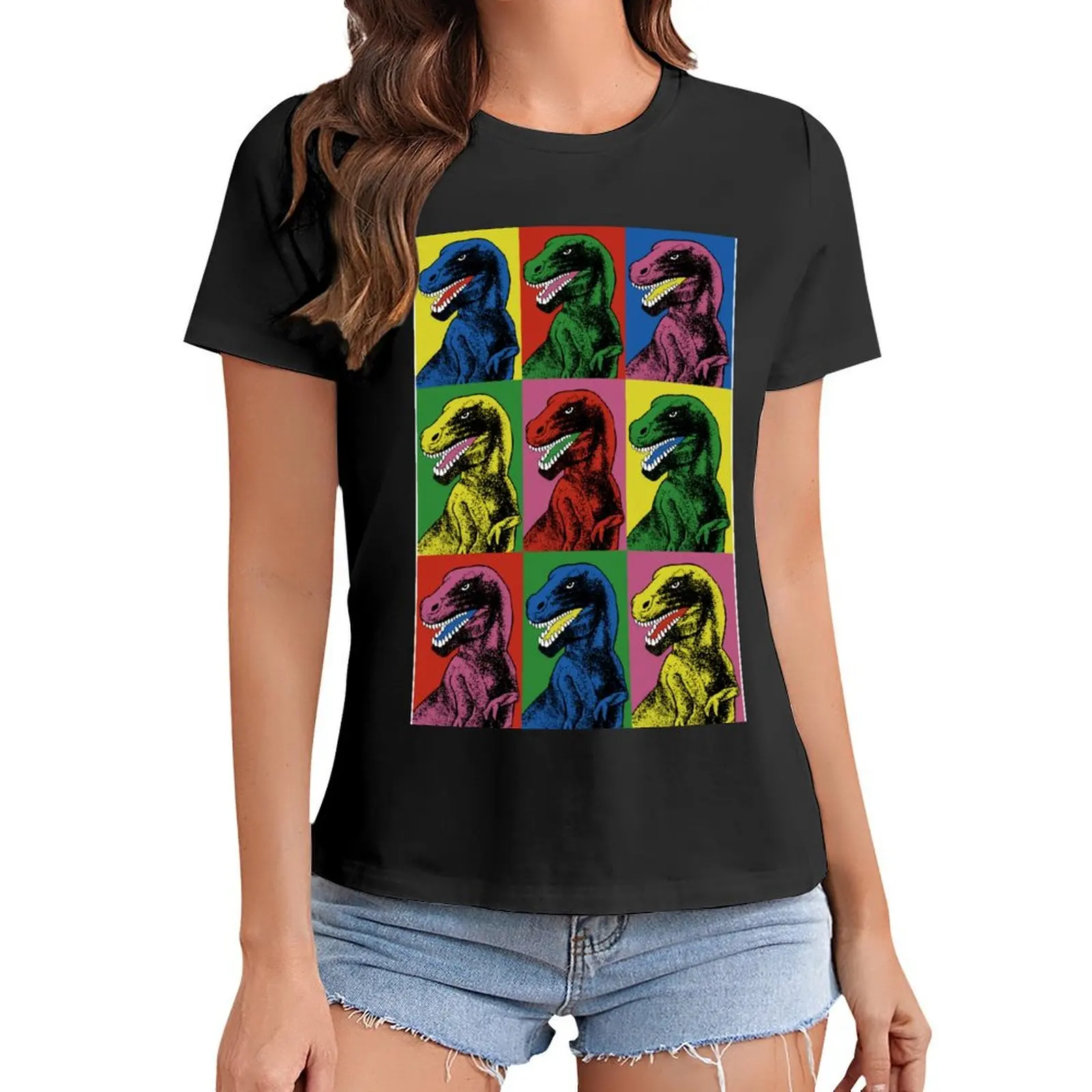 

Dinosaur Pop Art T-Shirt cute clothes oversized quick-drying t shirt dress Women