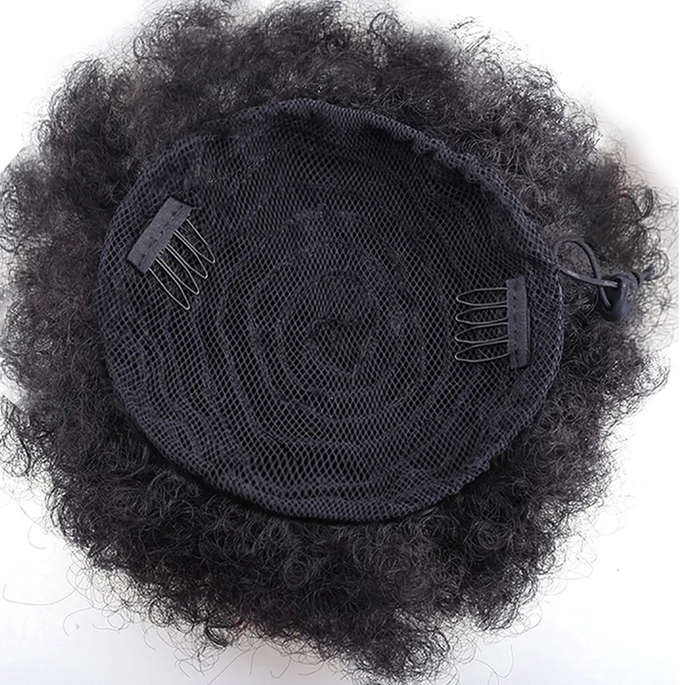 Short Afro Kinky Curly Ponytail Hair Piece for African Ponytail Extension Human Afro Kinky Curly for Women