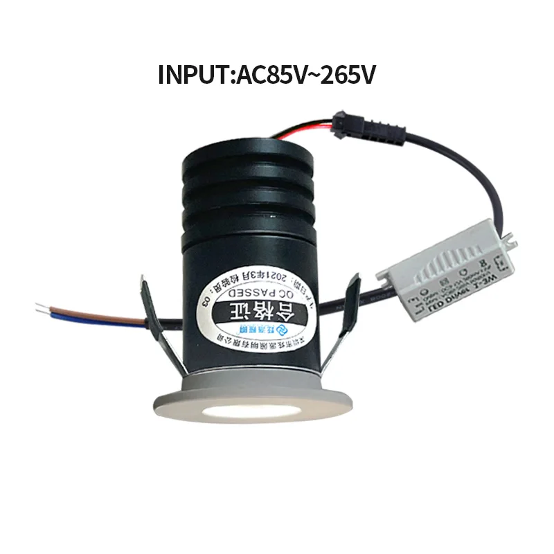 【30mm 구멍】 매립형 미니 스포트라이트 실내 1w3w LED 천장 조명 110볼트 220V 드라이버 세트가 포함된 깊은 눈부심 방지 소형 통