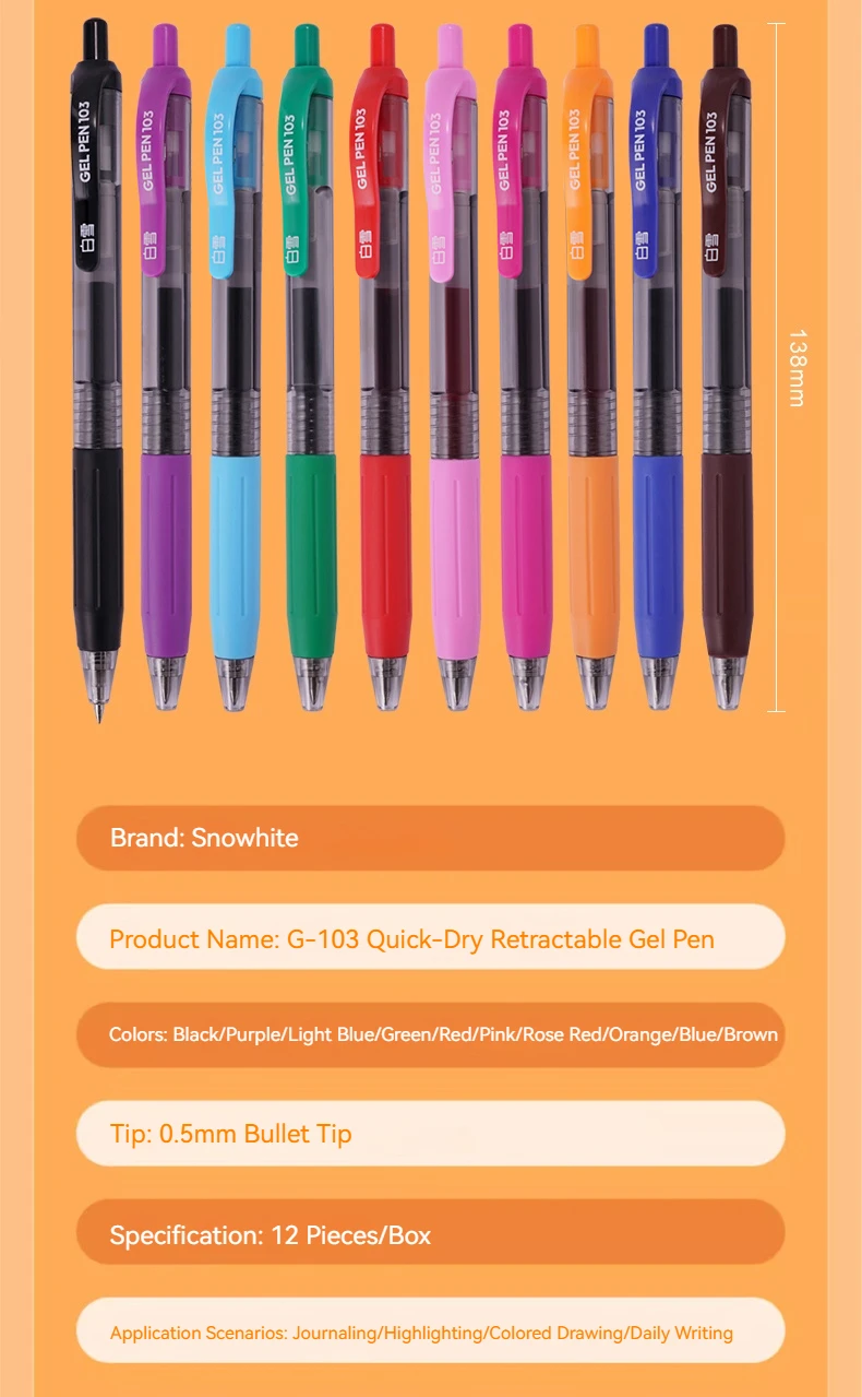 Mehrfarbige 0,5-mm-Gelstifte im Set für Kunst, Markierung, Büro und Schule - Sortierte Farben im Paket – Detail 12