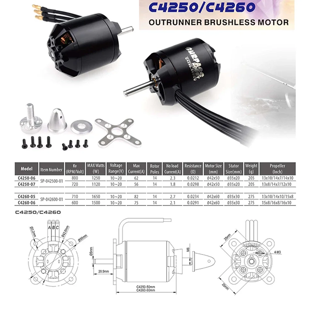 Sb8bf8bbe5f7d4a23bb4e3f07352680e8R Surpass Hobby 2822 2830 3530 3542 3548 4250 4260 5055 5065 6345 Brushless Motor for RC Fixed-wing FPV Drone Quadcopter Airplane
