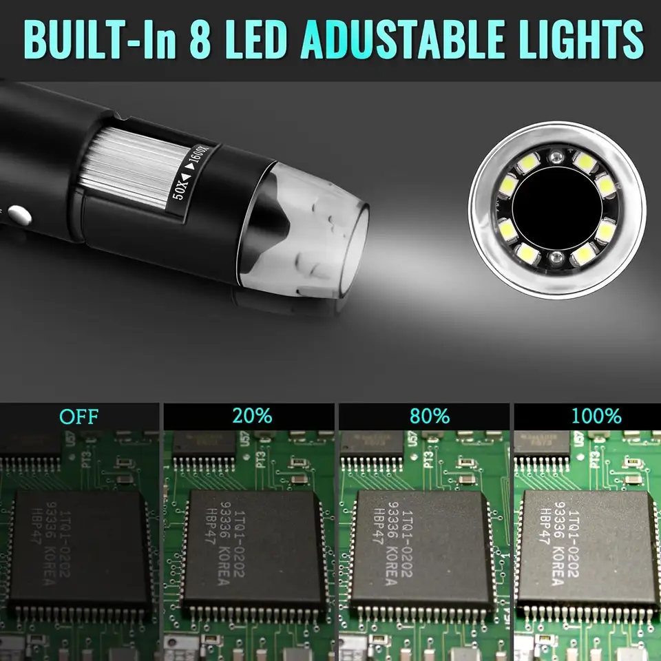 Hayve 1600X USB Microscope 1080P HD Soldering Microscope with 8LEDs Compatible with Android, Mac, Windows (X4) image 4