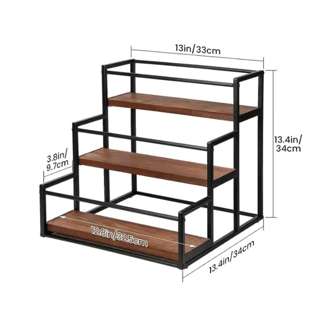 CILXGQLN 4-Tier Coffee Syrup Organizer – Holds 16 Bottles With Wood & Metal Rack For Kitchen Counter - View #7
