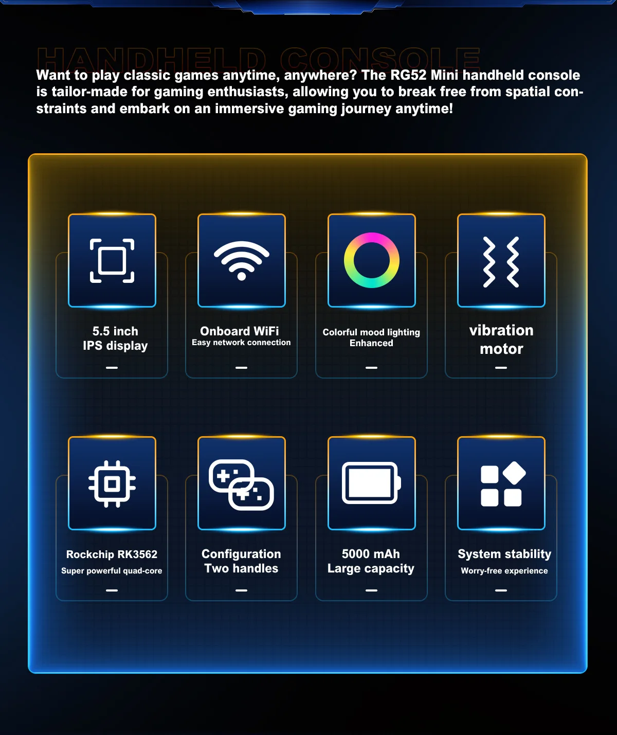 AISLPC-consola de juegos portátil Retro, Chip RK3562, pantalla de 5,5 pulgadas, compatible con WiFi, Bluetooth, HD-Out, RG52, Mini reproductor de videojuegos para PSP