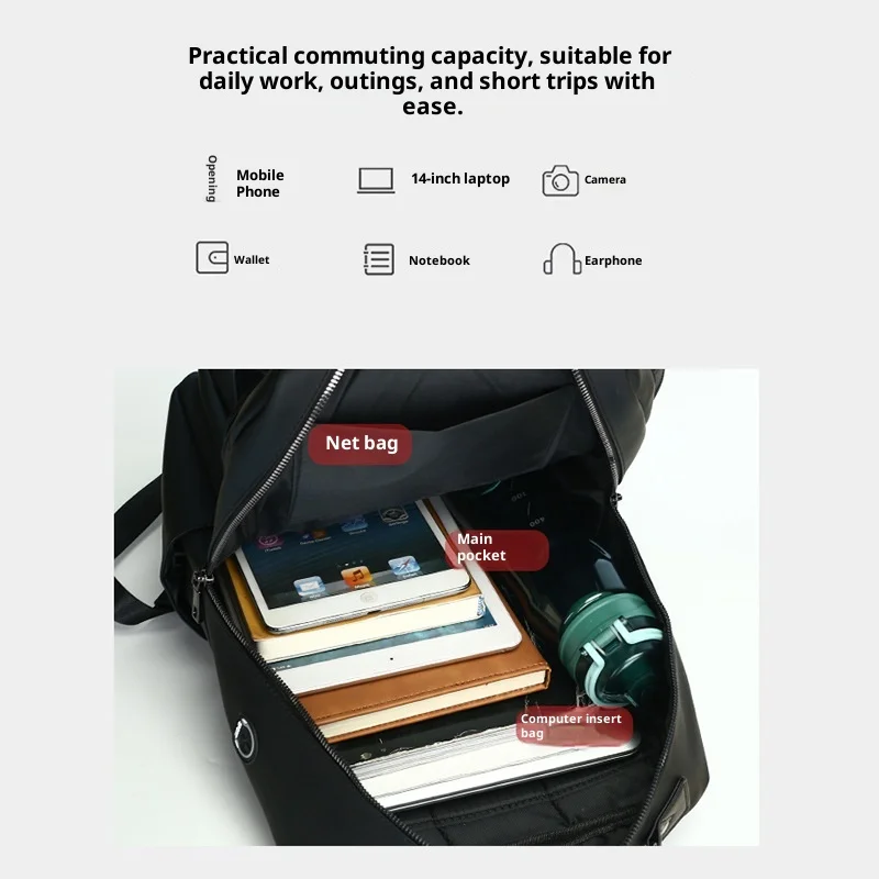 Laptop backpack, men's and women's large capacity travel hiking backpack, anti-theft college student backpack