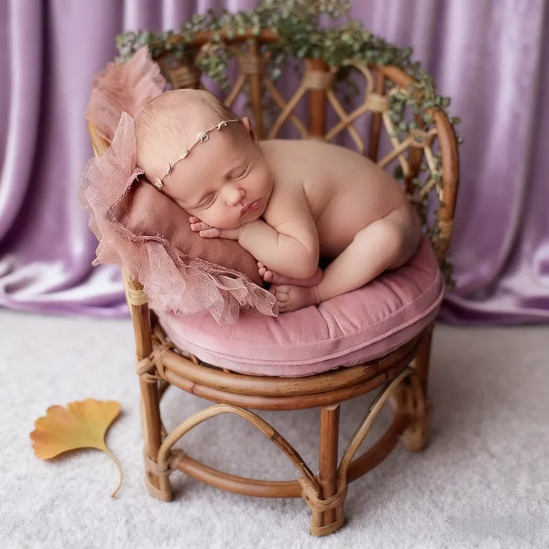 1pc Handmade Bamboo Rattan Newborn Infant Posing Props Baby Bench Basket Container Studio Shooting Professional Photography Tool
