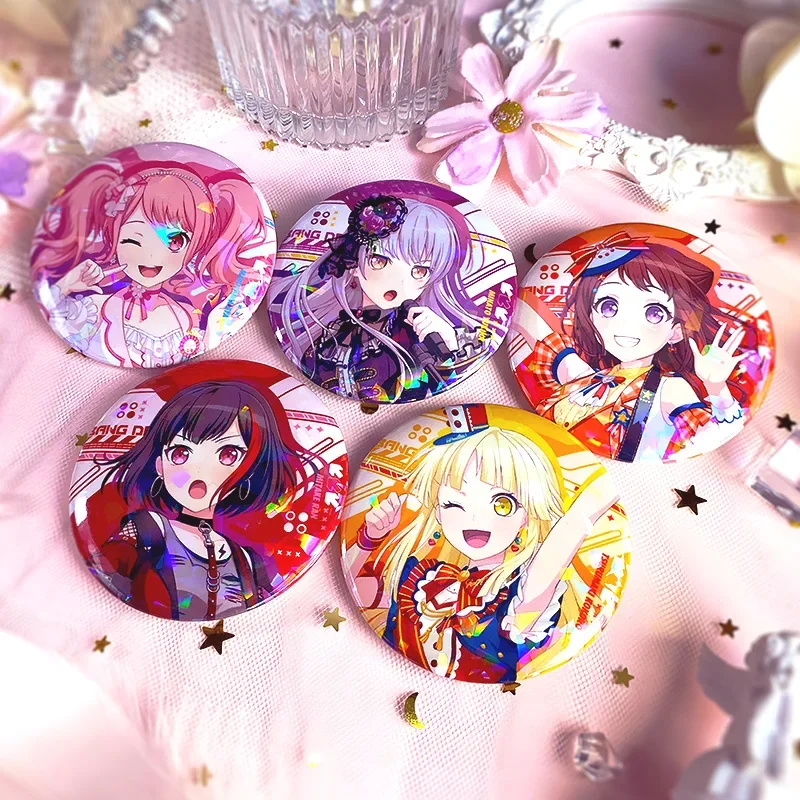 Anime Bang Dream! Aya Maruyama Kokoro Tsurumaki Kaoru Seta Cute Q Version Laser Bedge Cosplay Badge Spilla Spille Bag Decorgifts