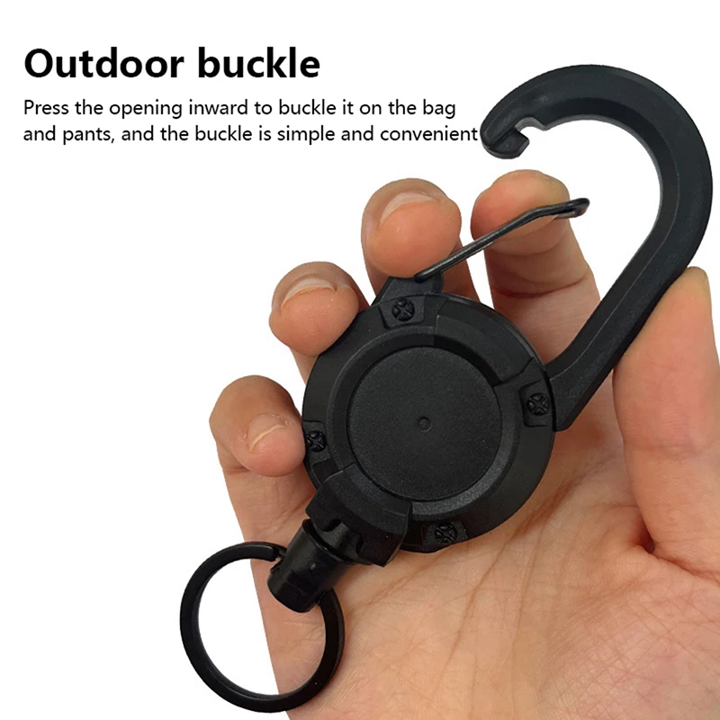 

Outdoor Automatic Retractable High Density Fiber Rope Keychain Clip Pull Recoil Sporty Keyring Anti Lost Card Holder Keychain