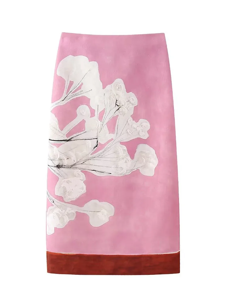 

Юбка-миди женская летняя прямая с завышенной талией и разрезом