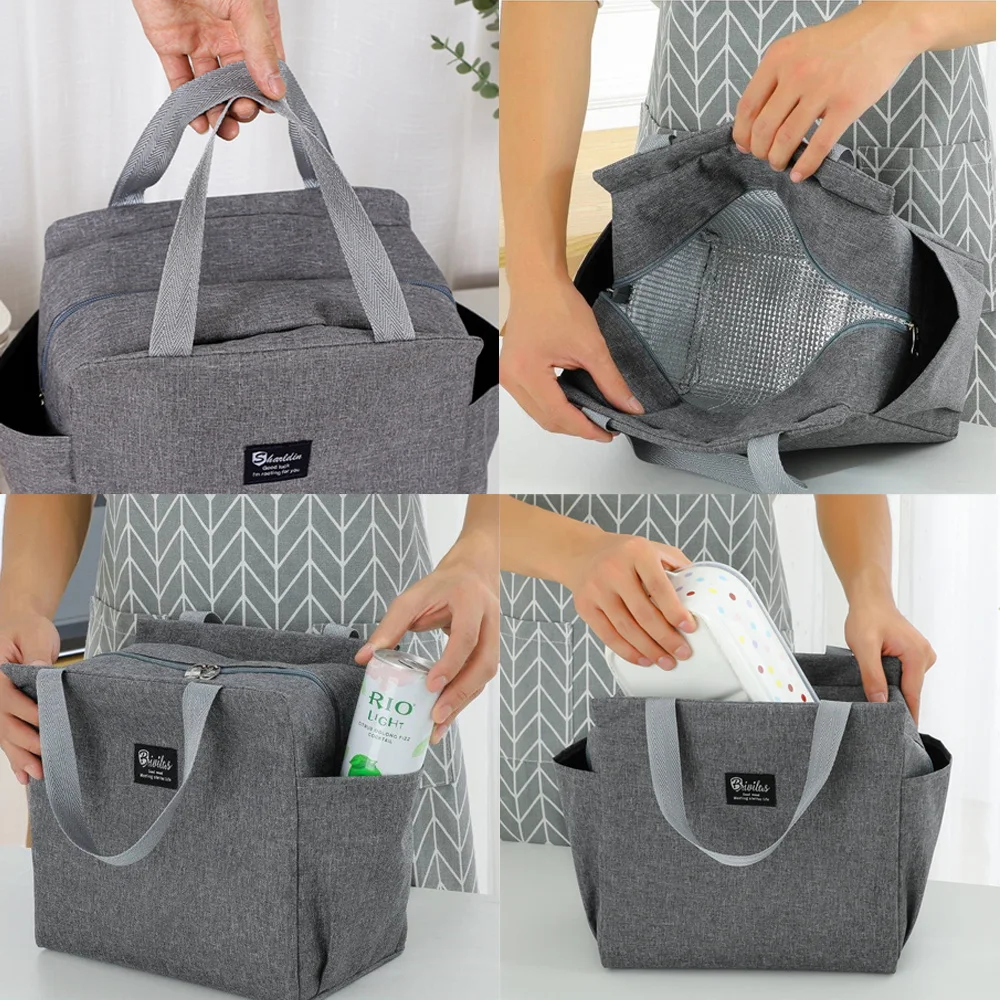 Insulated Lunch Bag for Women Engrave Image Letter Kids Cooler Thermal Pouch Portable LunchBox Ice Pack Tote Food Picnic Bags