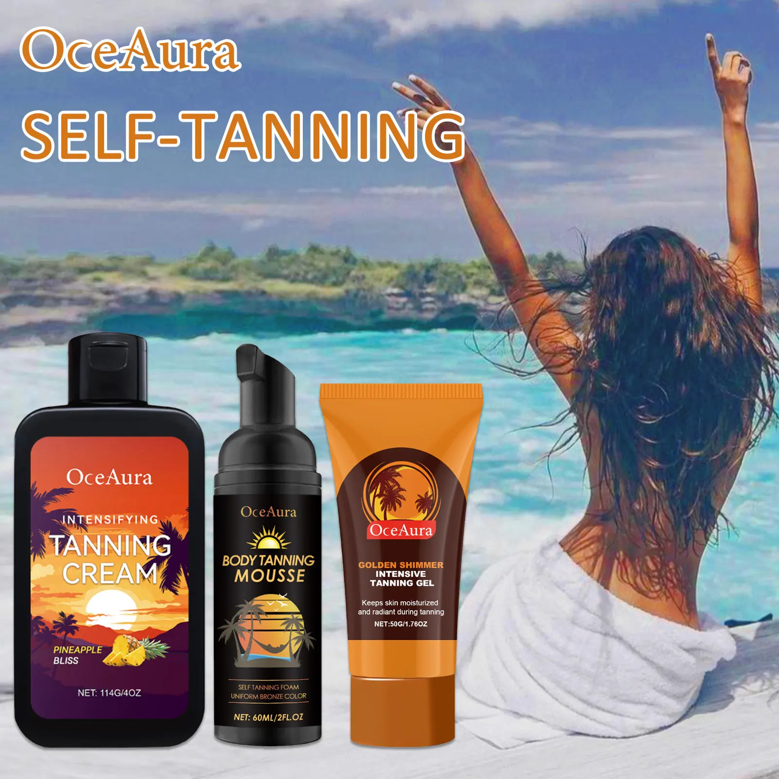 Bronzing Mousse Full Body Self Tanner Lotion Dark Fake Tan Natural Looking Bronzed Glow Moisturizer Set Sunless Tanning Gel Foam