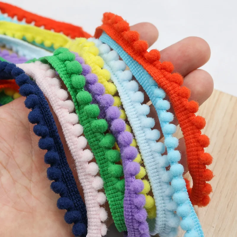 Description Picture 4 of item5Yards 12mm Pom Pom Lace Handmade Sewing Trims Accessories Pompom Ball Fringe Ribbon Diy Craft Fabric Material