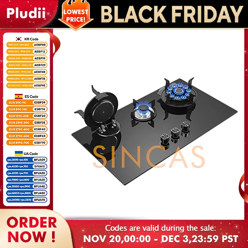 เตาแก๊สแบบฝังกระจก ฝาเปิดแบบพลิกขึ้น กำลังไฟ 5.2 กิโลวัตต์ ไฟแรง ใช้แก๊สเหลว/แก๊สธรรมชาติ สำหรับใช้ในบ้านและเชิงพาณิชย์ เตา 3 หัว 1