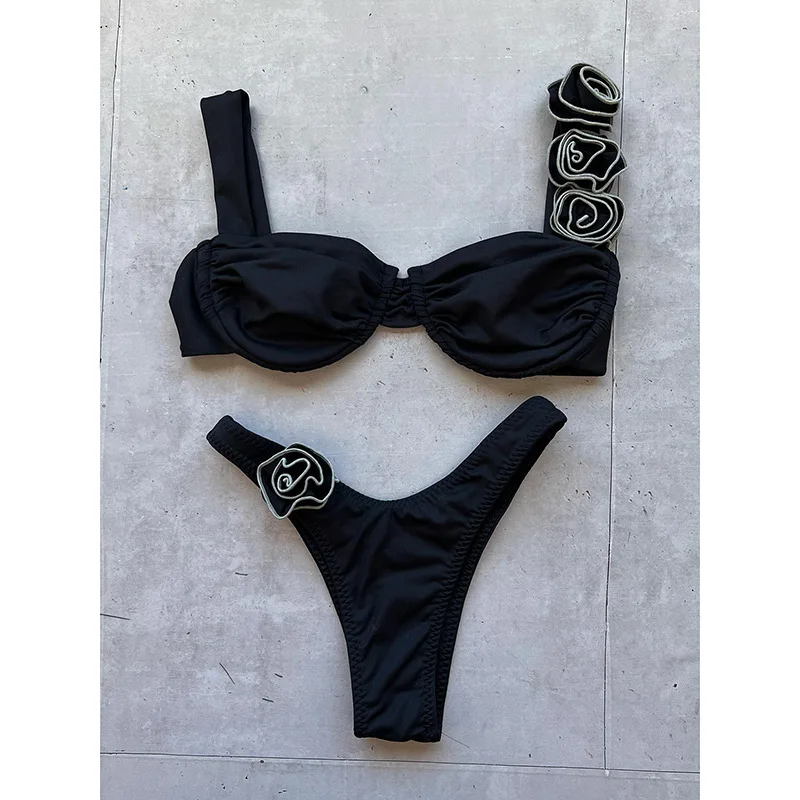 

Push Up Bikini Two Pieces Bikini Set Flower Women Swimsuit Brazilian Thong Biquini Sexy Female Swimwear Bathing Suit Beachwear