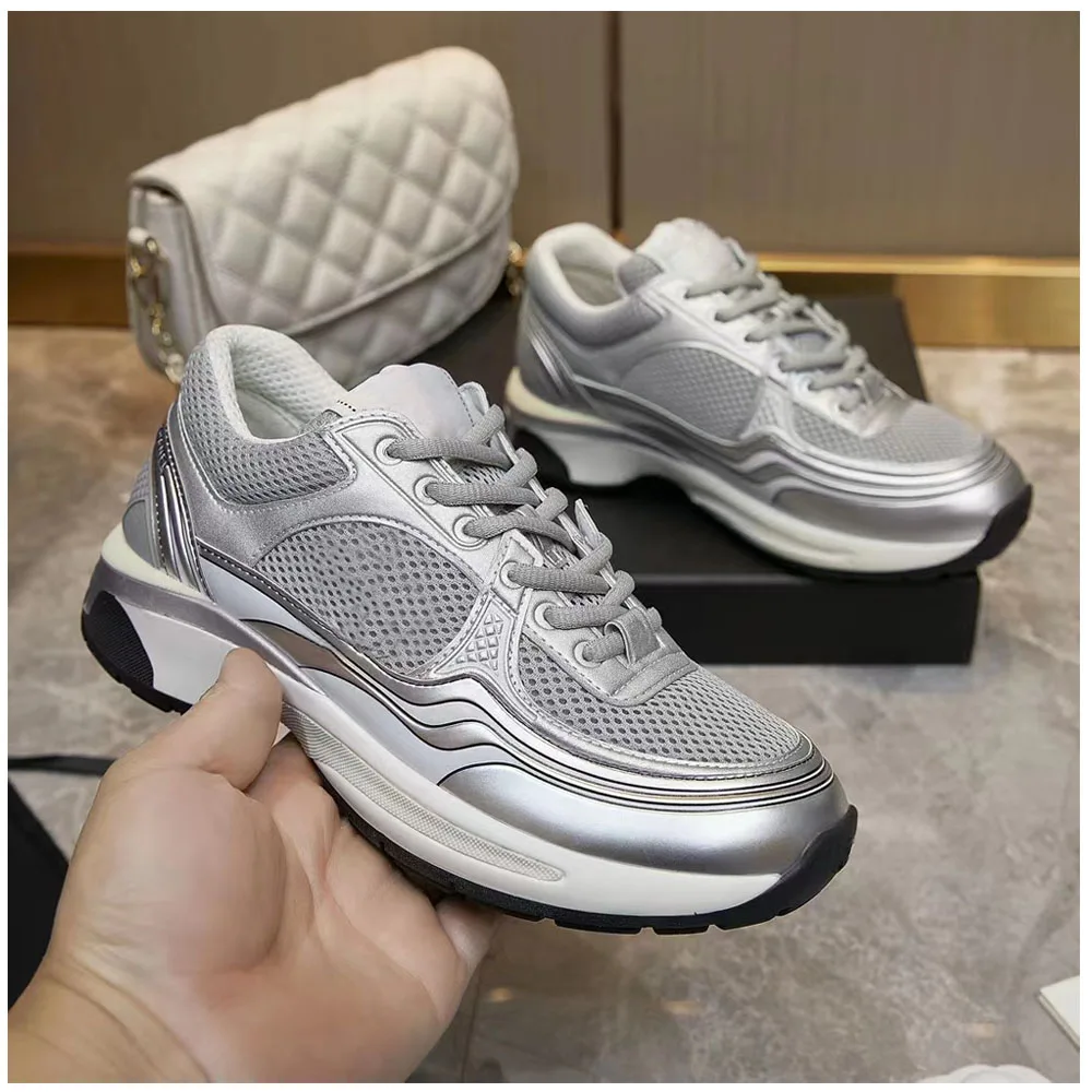 Spring Fall New Styles Multi ColorCasual Sneakers New Styles Leather Premium Woman Flat Shoes Lace-Up Breathable Runner Shoes 43