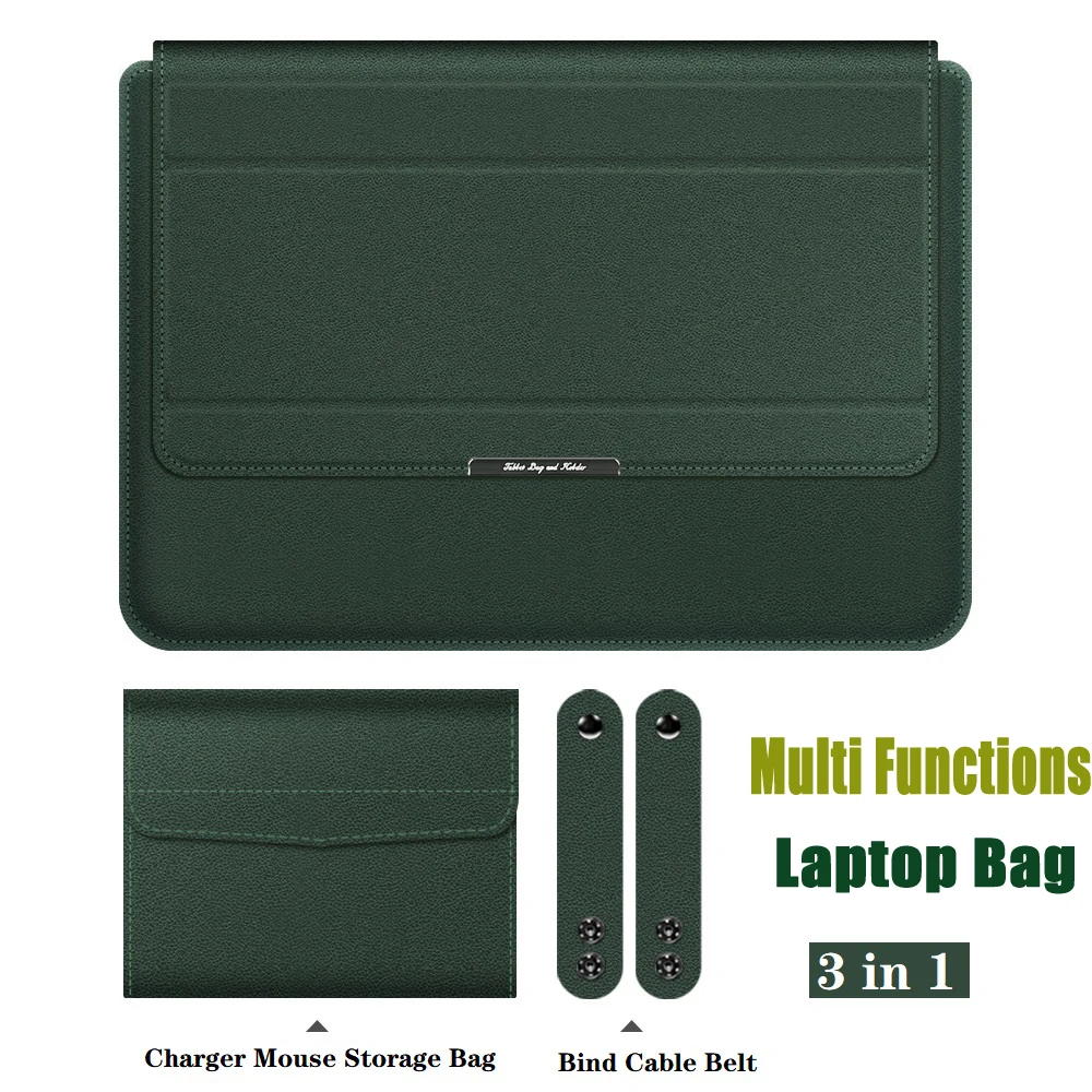 Enhanced Laptop Sleeve and Accessory Organizer with Foldable Stand & Wrist Rest Pad