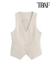 TRAF Women Fashion Front Button Fitted Waistcoat Vintage Sleeveless Welt Pockets Female Outerwear Chic Vest Tops 1