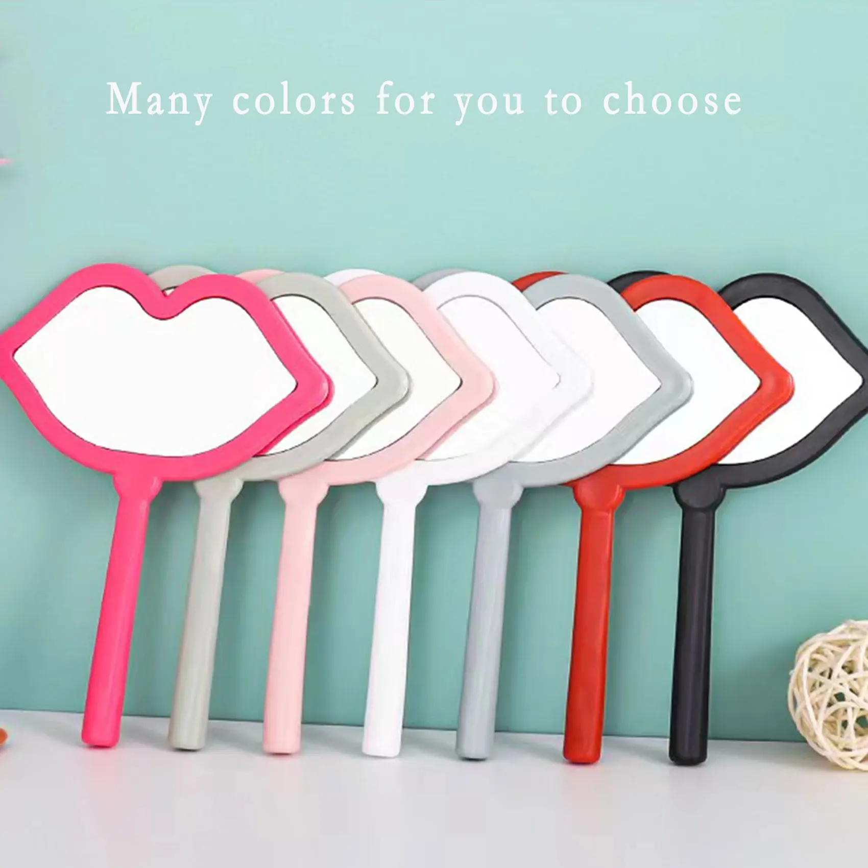 WholesalePrintNewLipSahpeHandheldMirrorLOGOHandleMirror