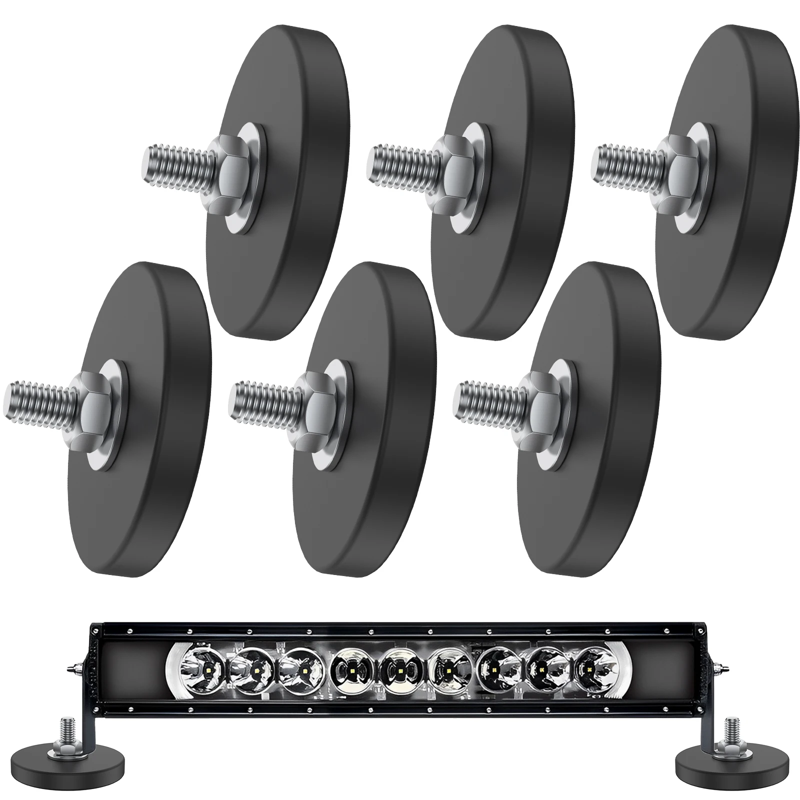 Mounting Magnet 6/12/30Pcs 1.7 Inch Round Neodymium M6 Thread Stud Anti-Scratch For Lighting Bar