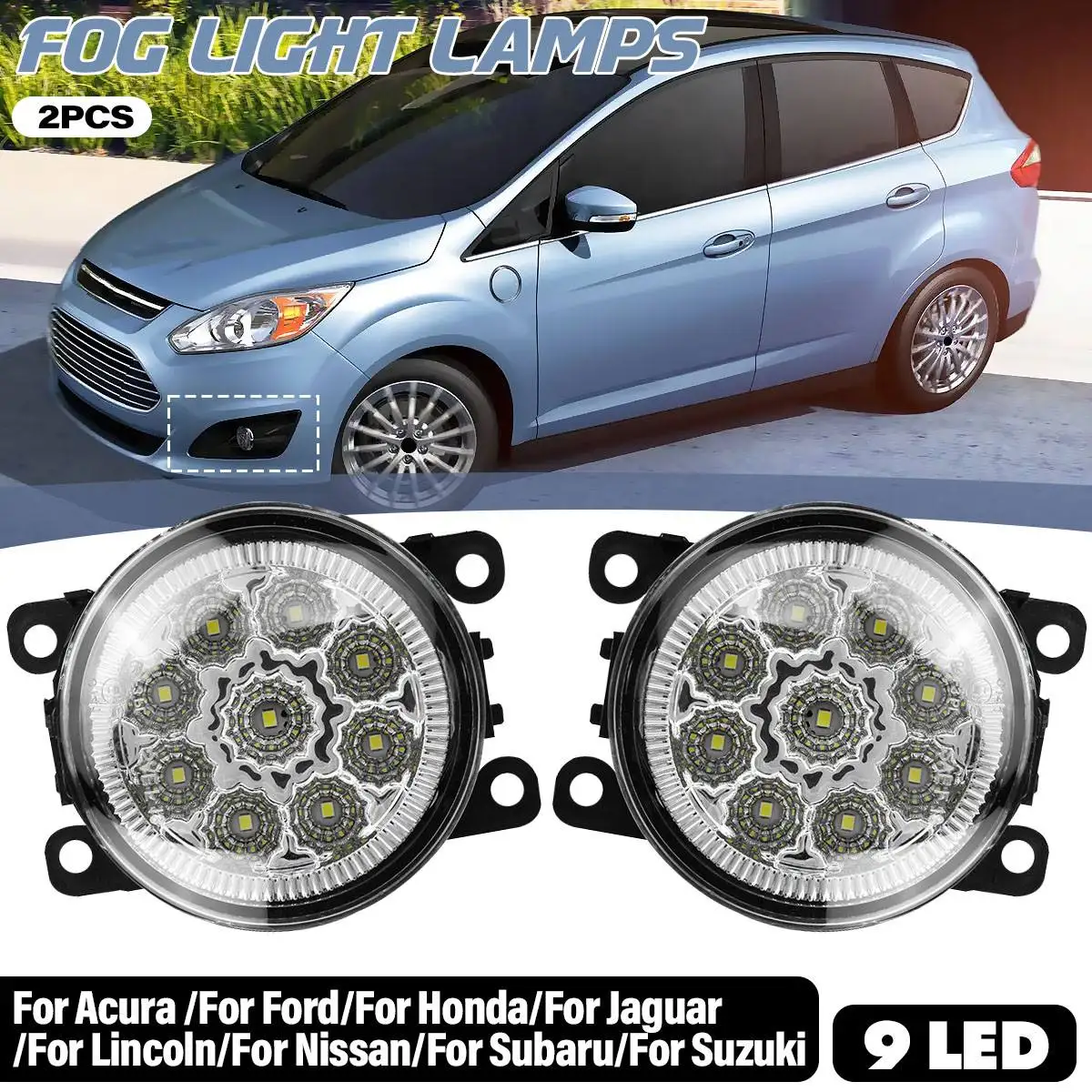 Светодиодная круглая передняя противотуманная фара, дневные ходовые фонари для Ford Focus, для Honda, для Subaru