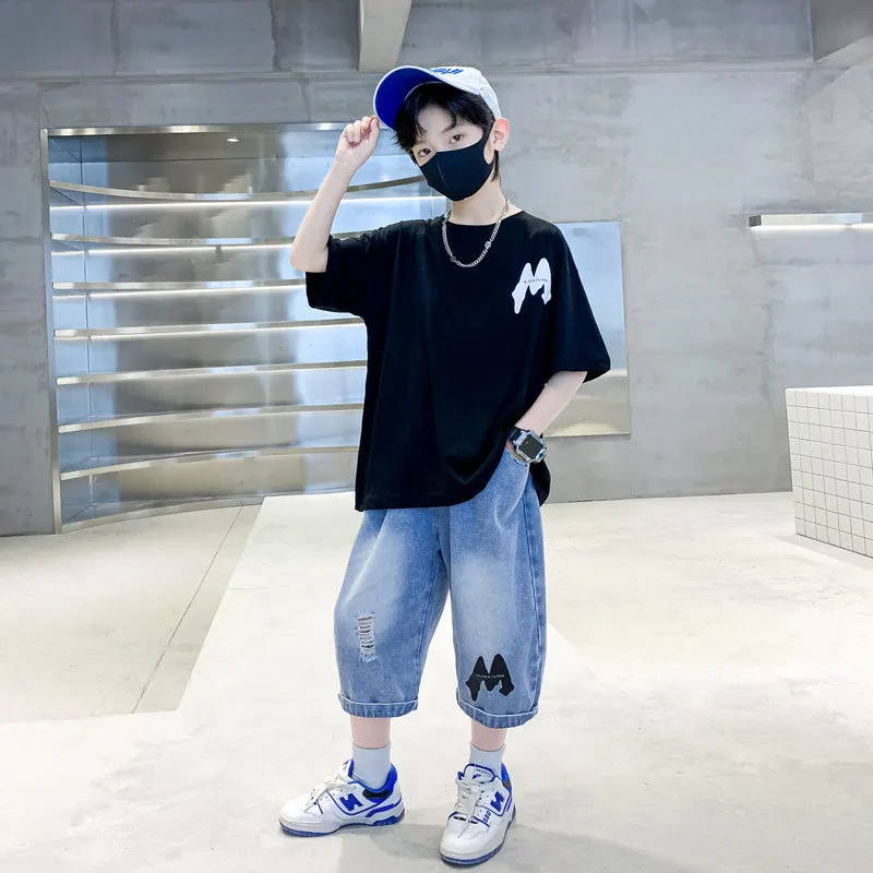 

New Boys Summer Clothing Children T-shirt Short Sleeve+Shorts Set 2 Pieces Kids Baby Boys Outfits 5 6 7 8 9 10 11 12 14Years Old