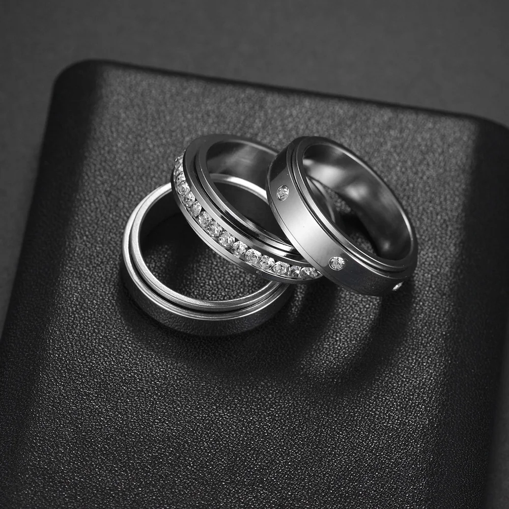Women's Anti-Stress Stainless Steel Anxiety Ring with Free-Spinning Design Fidget Accessory for Stress Relief Jewelry 2