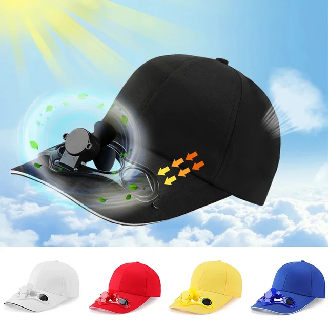 Summer Cap with Fan Solar Sun Fan Hat Power Casual Sun Fan Visor Cap Kids  Sport Outdoor Protection Baseball Cooling Hat - AliExpress