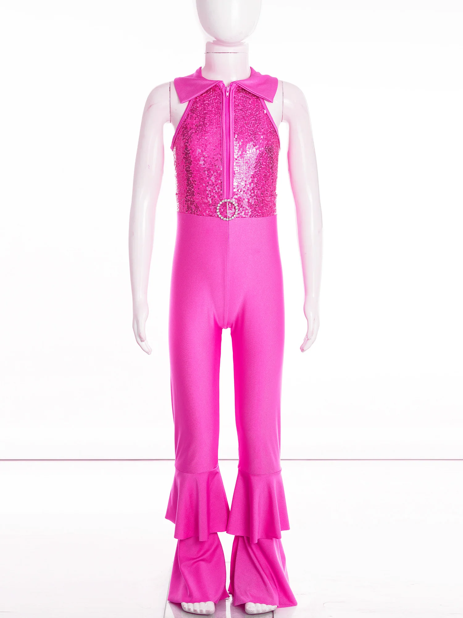 Kids Girls Sequins 60s 70s Hippie Costume Disco Diva Dancing Stage