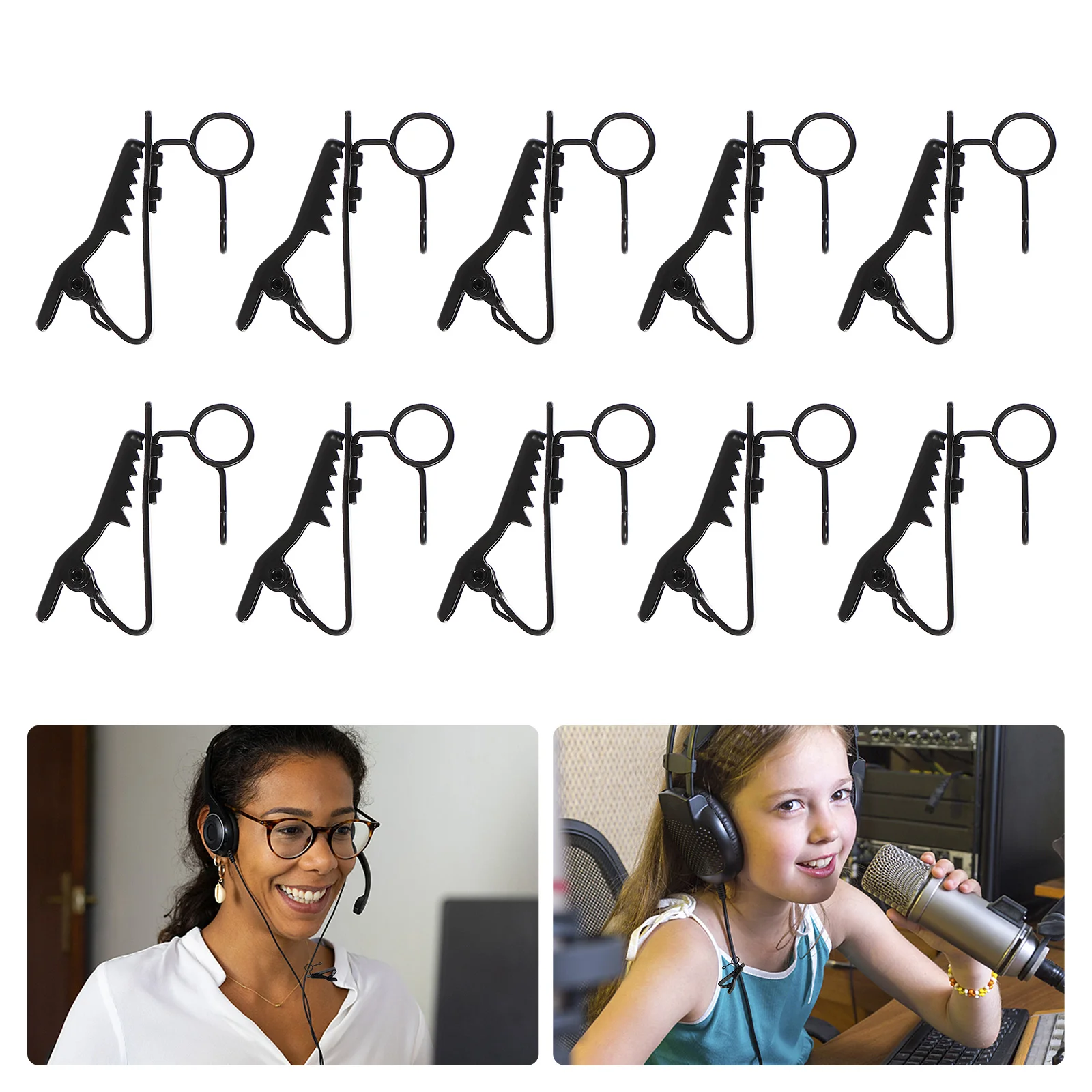 

10 Pcs Microphone Lavalier Lapel Clip Accessories Replacement Mini Iron Collar for