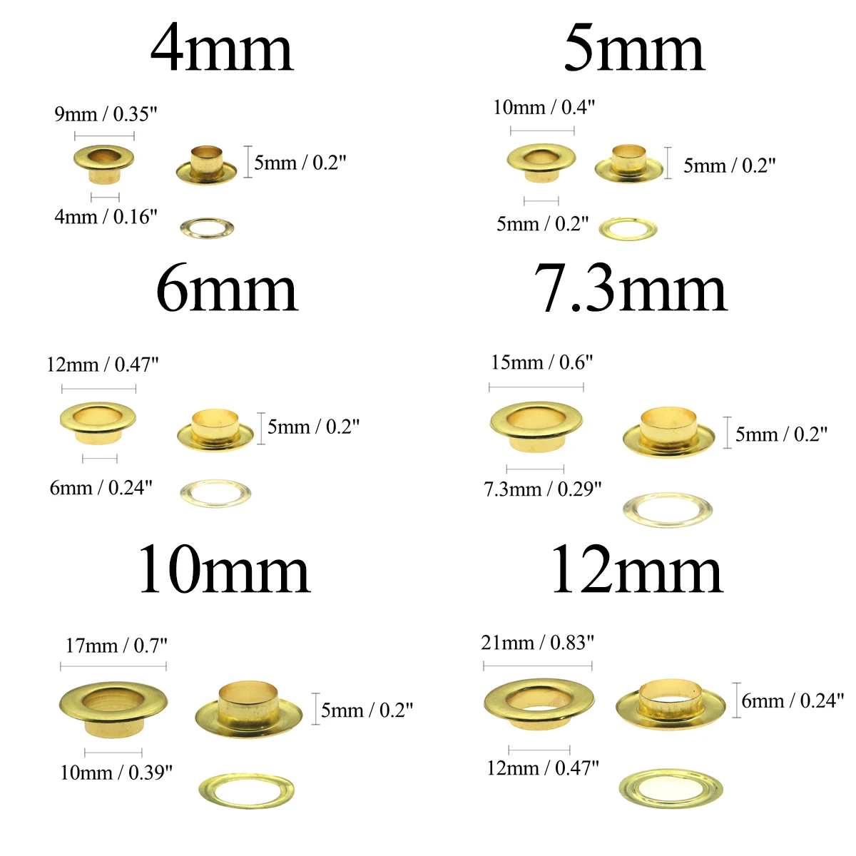 Plane Gold Pure Copper Eyelets for Awnings Leather Goods Handbag