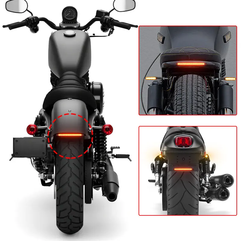 Motorcycle 3 in 1 LED Tail Light Strip 36LED 16cm Flexible Red Yellow Turn Signa