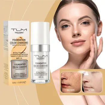 Warm Change liquid foundation sunscreen lasting oil control easy to apply makeup waterproof portable