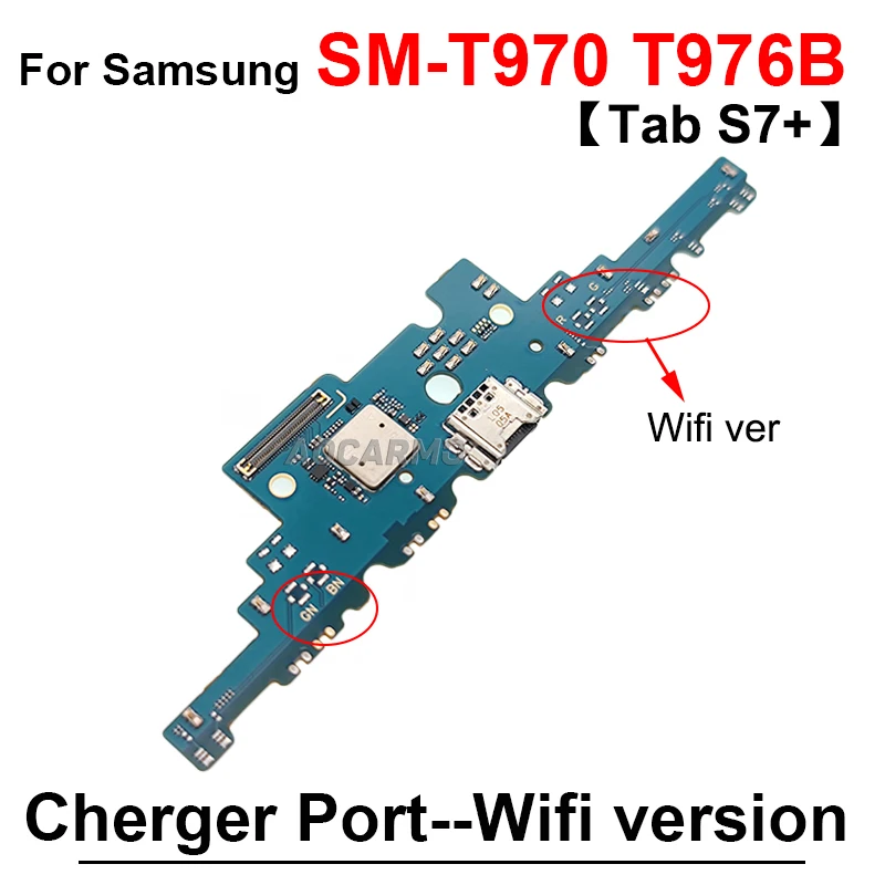 USB 충전 포트 충전기 도크 플렉스 케이블 수리 부품, 삼성 갤럭시 탭 S7 + S7 플러스 SM-T976B T970 T976 4G 와이파이 버전