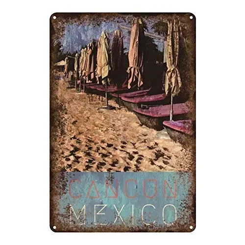 

Retro Vintage Metal Sign Tin Sign City View Mexico Home Bar Club Pub Garden Wall Decor Signs 12X8Inch