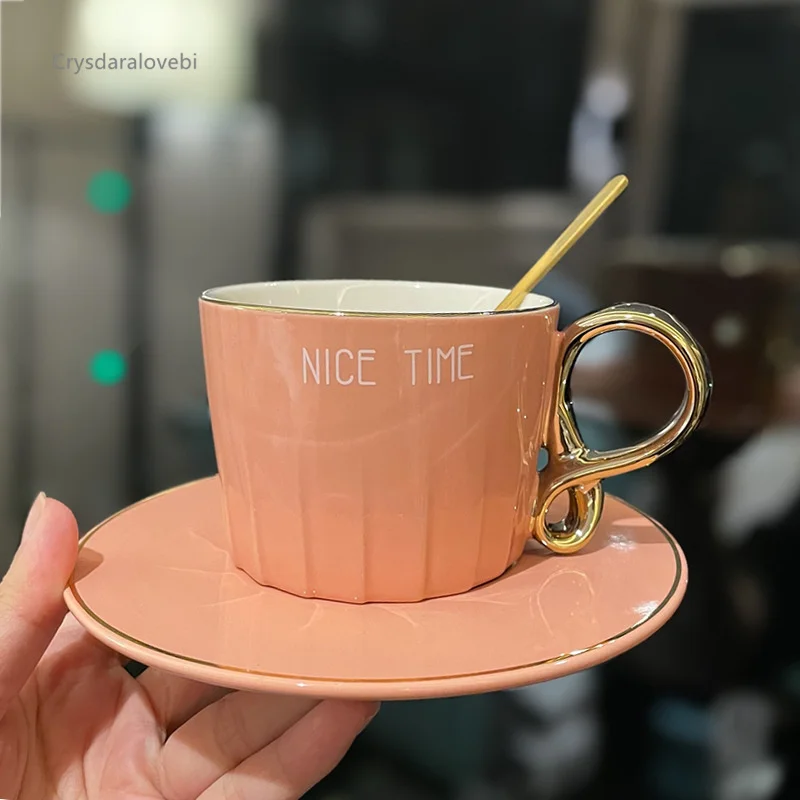 Nordic light luxury designer coffee cups gold painted high value office