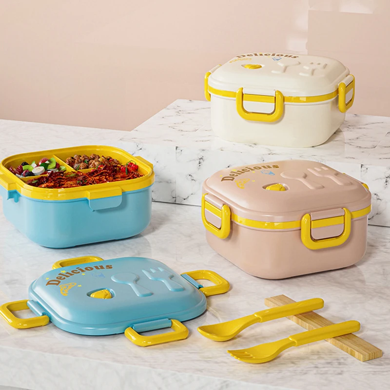 

Kawaii Portable Lunch Box Compartment Microwave Safe With Fork And Spoon Bento Box For Child School Office Food Fresh Box
