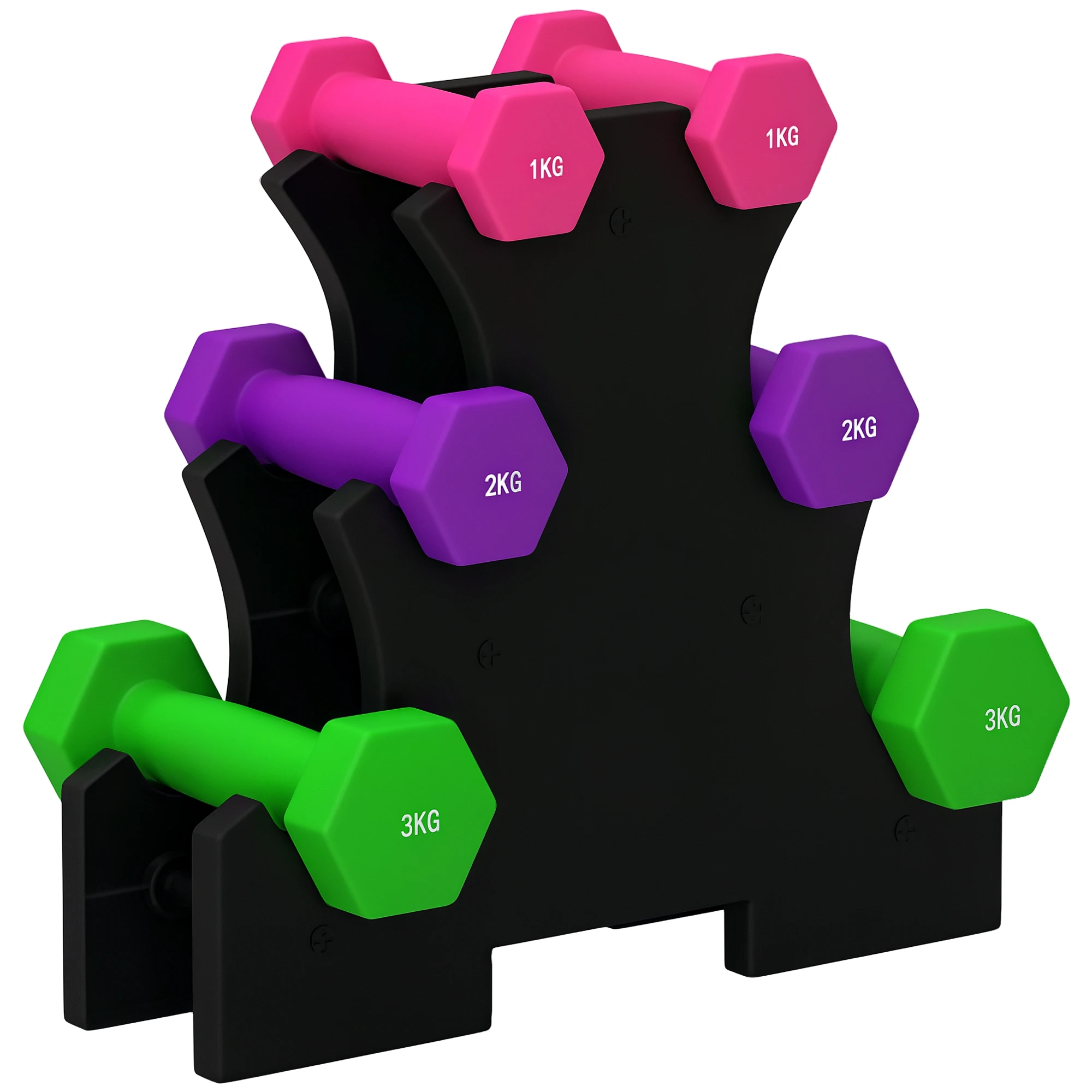 SPORTNOW Korte Halter-Set 2 x 5kg, voorkomt wegrollen, antislip greep, rubberen coating, metalen kern, zwart
