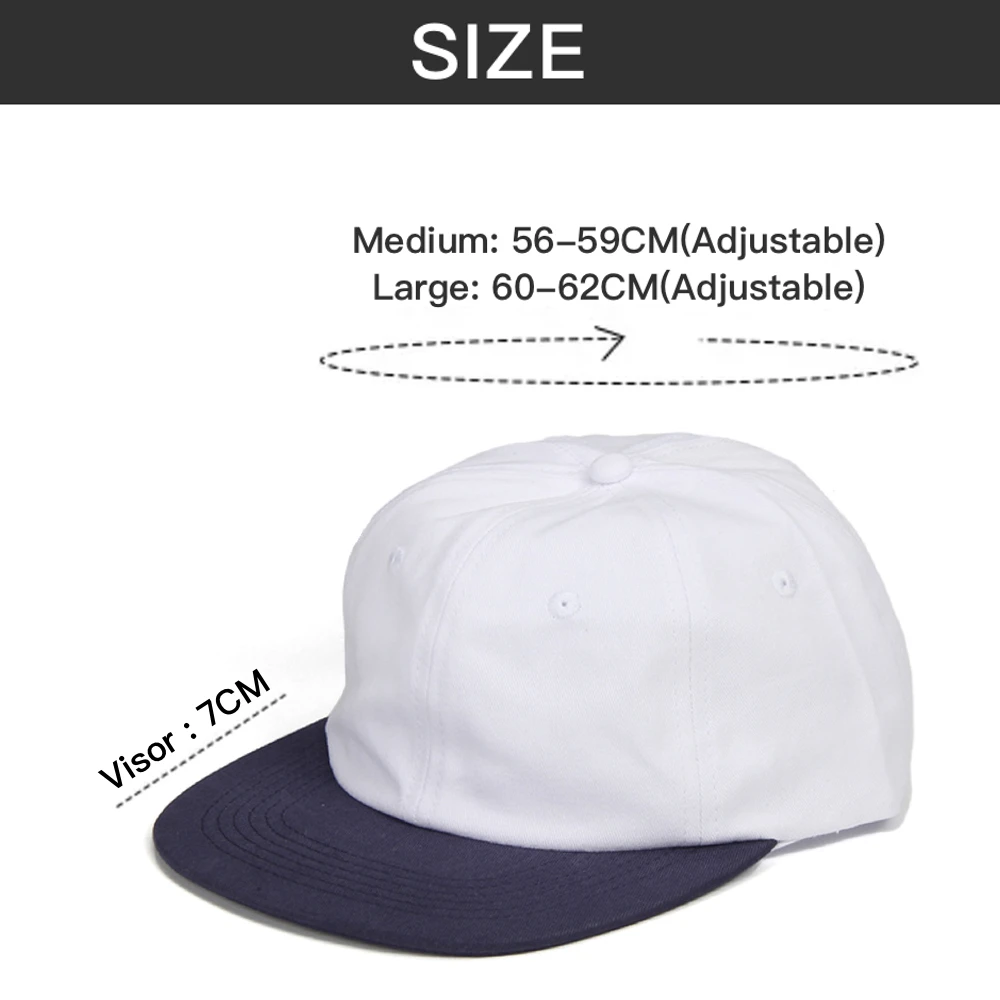 Washed Cotton 6 Panel Cap Flat Visor Unstructured Crown Baseball Caps Summer Sun Protection Hat Adjustable Outdoor for Men Women 2