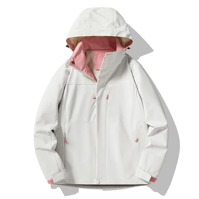 Outdoor Windproof Waterproof Sports Casual Mountain Climbing Detachable Jacket Hooded Coat Couple Spring Autumn AE Stock