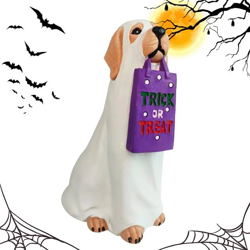 

Halloween Ghost Dog Figurine Ghost Dog Halloween Figurine For Homes Yards Gardens Table Top Halloween Halloween Dog Statues