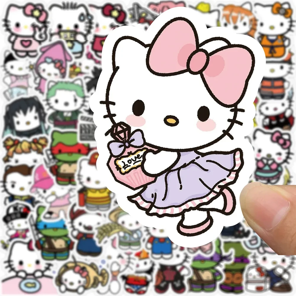 10/30/50/104pcs Art Hello Kitty Anime Stickers Sanrio Kawaii Cartoon Sticker Scrapbooking  Guitar Luggage Laptop Decal Toys Gift