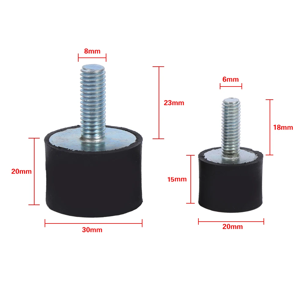 Shock Absorber Buffer Shock Absorber Shock Absorber Insulator Shock Absorber Protector Shock Absorber Cushion Shock Absorbing Tower Parts 4Pcs M8 M6 Male To Female Thread Rubber Shock Absorber Crash Pad Damper Bobbin Mount Anti Vibration Isolator Auto Repair Tools