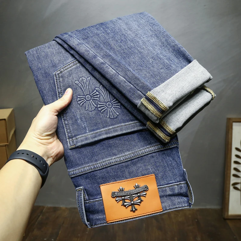 Spring and Summer Four Seasons Elastic Ankle-Length Pants Denim Men's Pants High Quality All-Match Fashion Fashion Pencil Pants