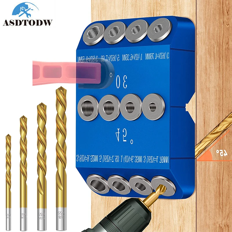 304590AngleDrillGuideJigwith4SizeBitsDurableAllMetal