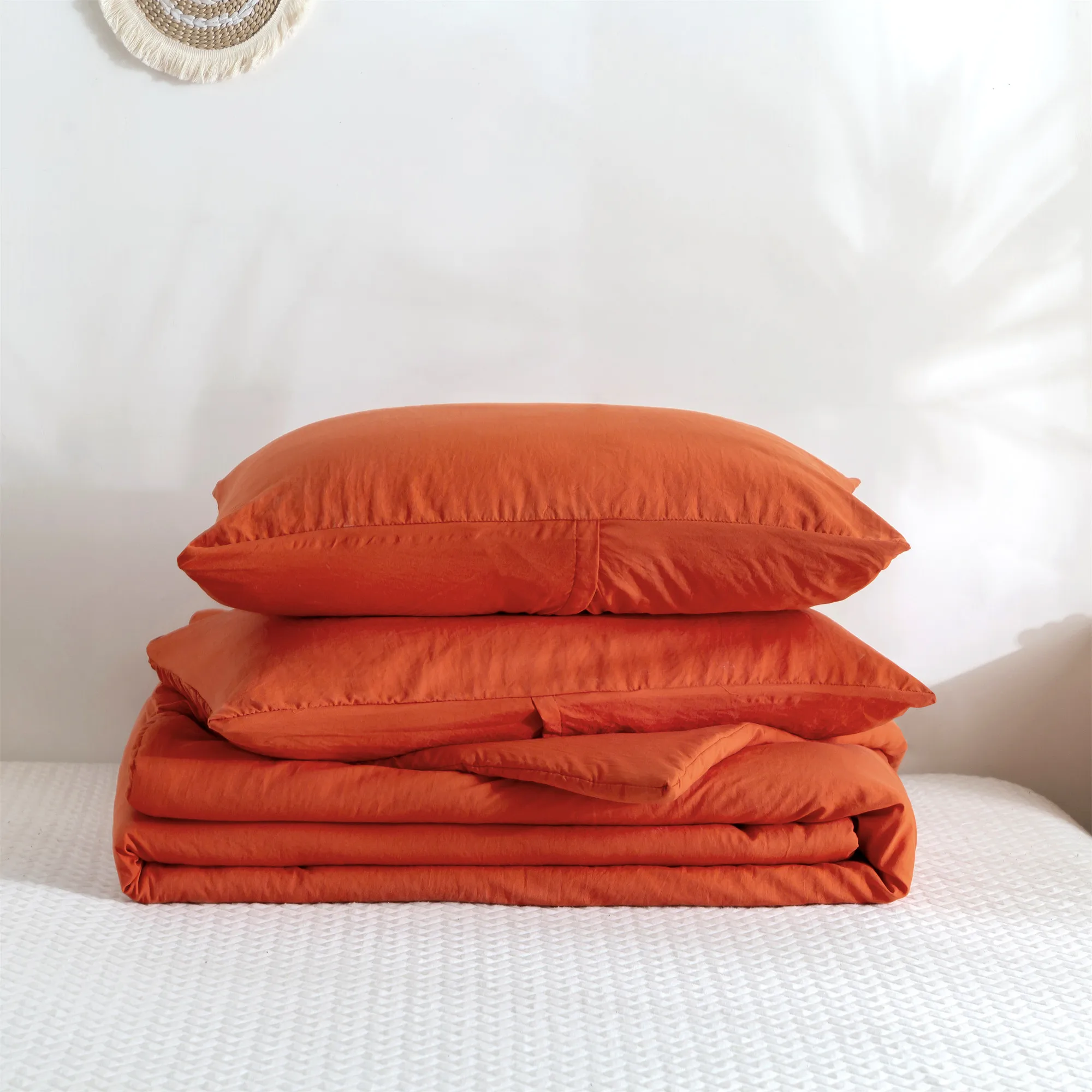 

Bedding Comforter Queen Sets Sliky Super Soft Washable Cotton Orange Comy Fluffy Pillow Shams All Seasons