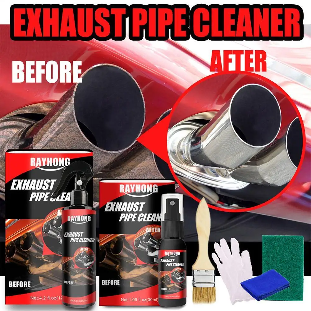 

120ml Car Motorcycle Exhaust Pipe Cleaner with Sponge Brush Maintenance Repair and Tool P0L8