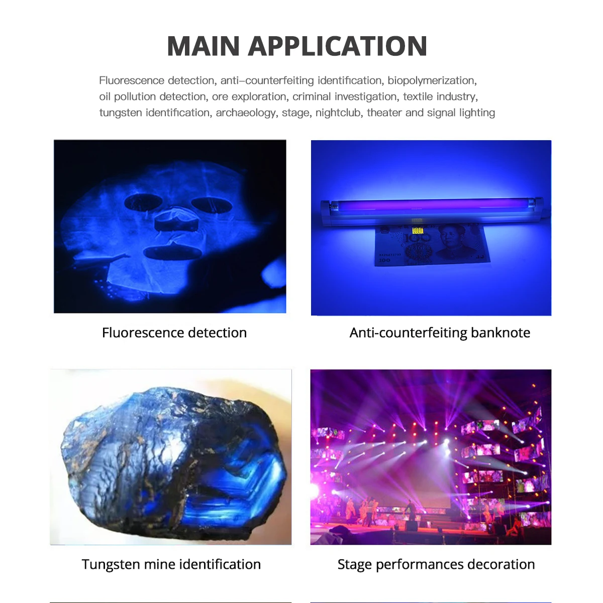 T5 UV Black Tube Light Bar 6W 8W Connectable For Ultraviolet Sterilization Plant Growth Boosting Showing Fluorescence